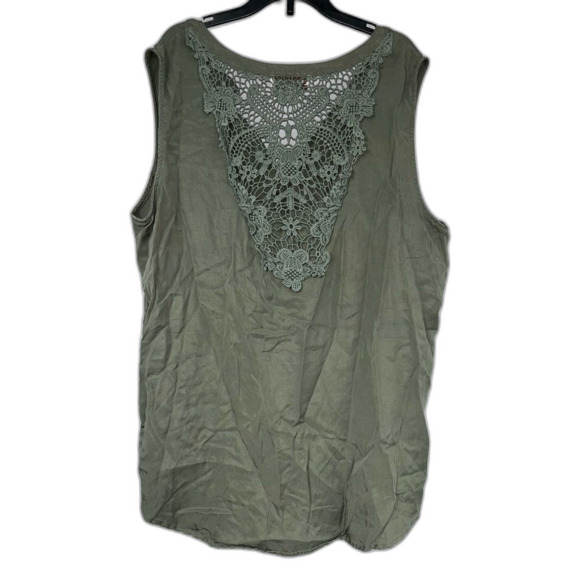 Knox Rose Crochet Knit Detail Boho Sleeveless Tank Top Sage Size XXL - Picture 3 of 6